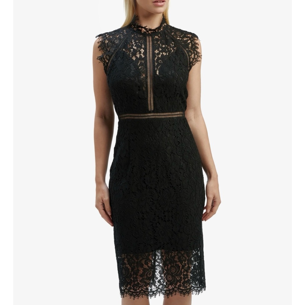 Bardot - Lace Panel Dress In Black